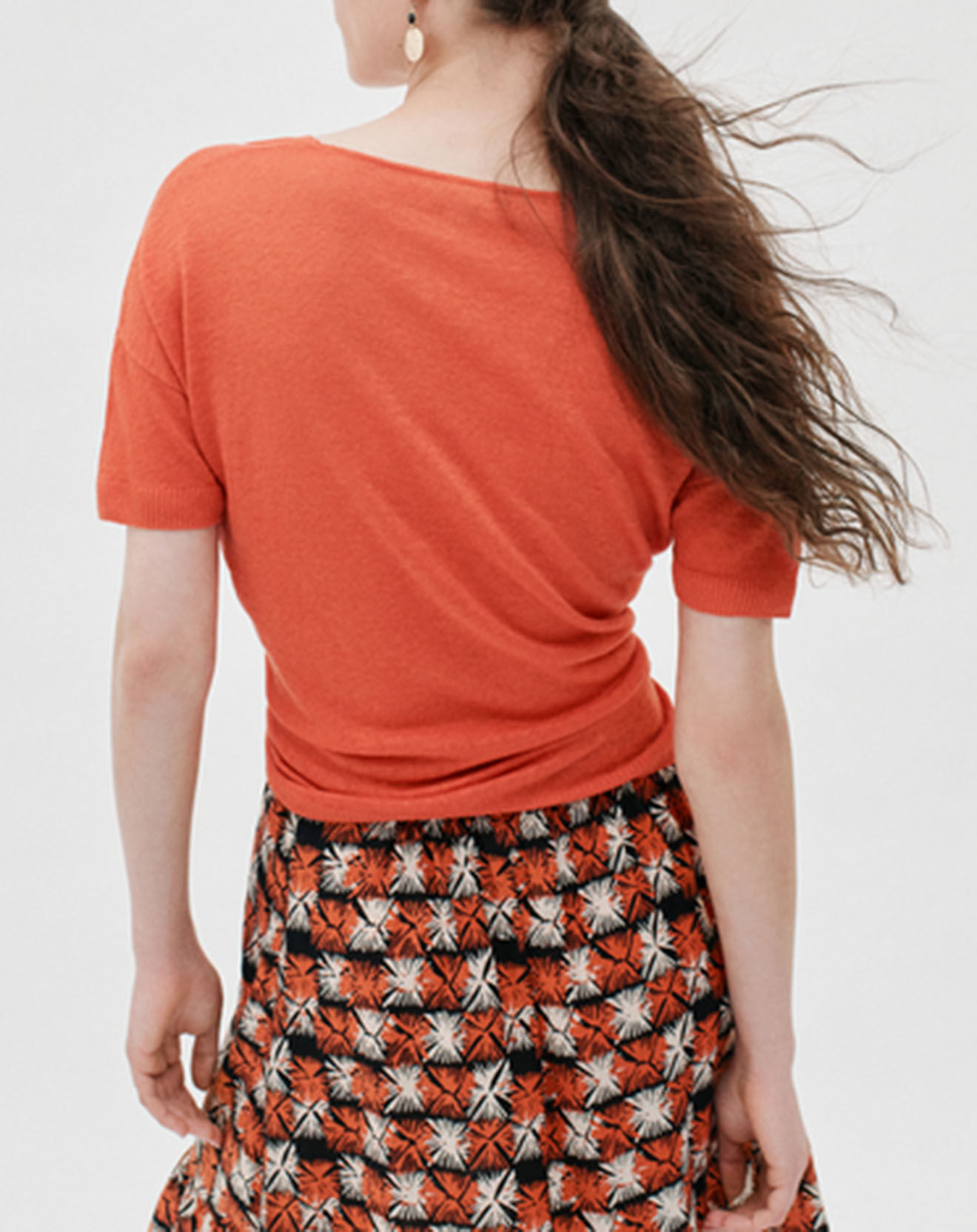 Caroll Pull 100% Lin Aurore coquelicot