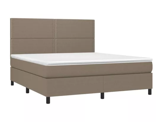 Sommier tapissier avec matelas et LED Taupe 180x200 cm Tissu