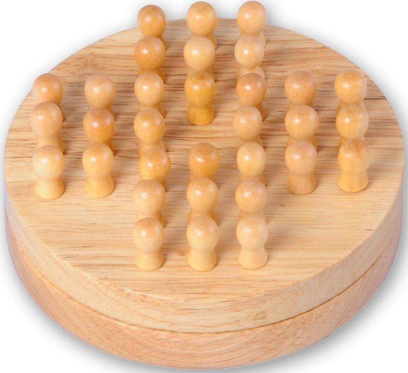 Engelhart Houten Solitair Klein - Geschikt voor Reizen - Inclusief 33 Houten Pegs - Diameter 12 cm