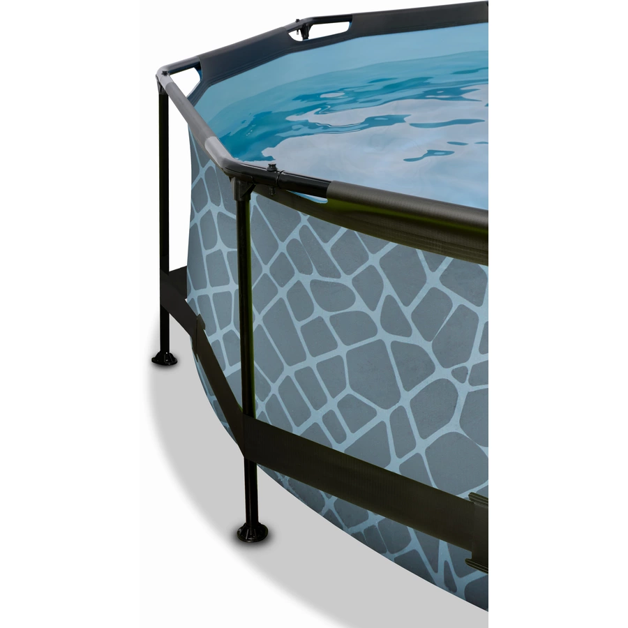 EXIT Frame Pool ø244x76cm (12v Kartusche Filterpumpe) – Grau + Sonnendach