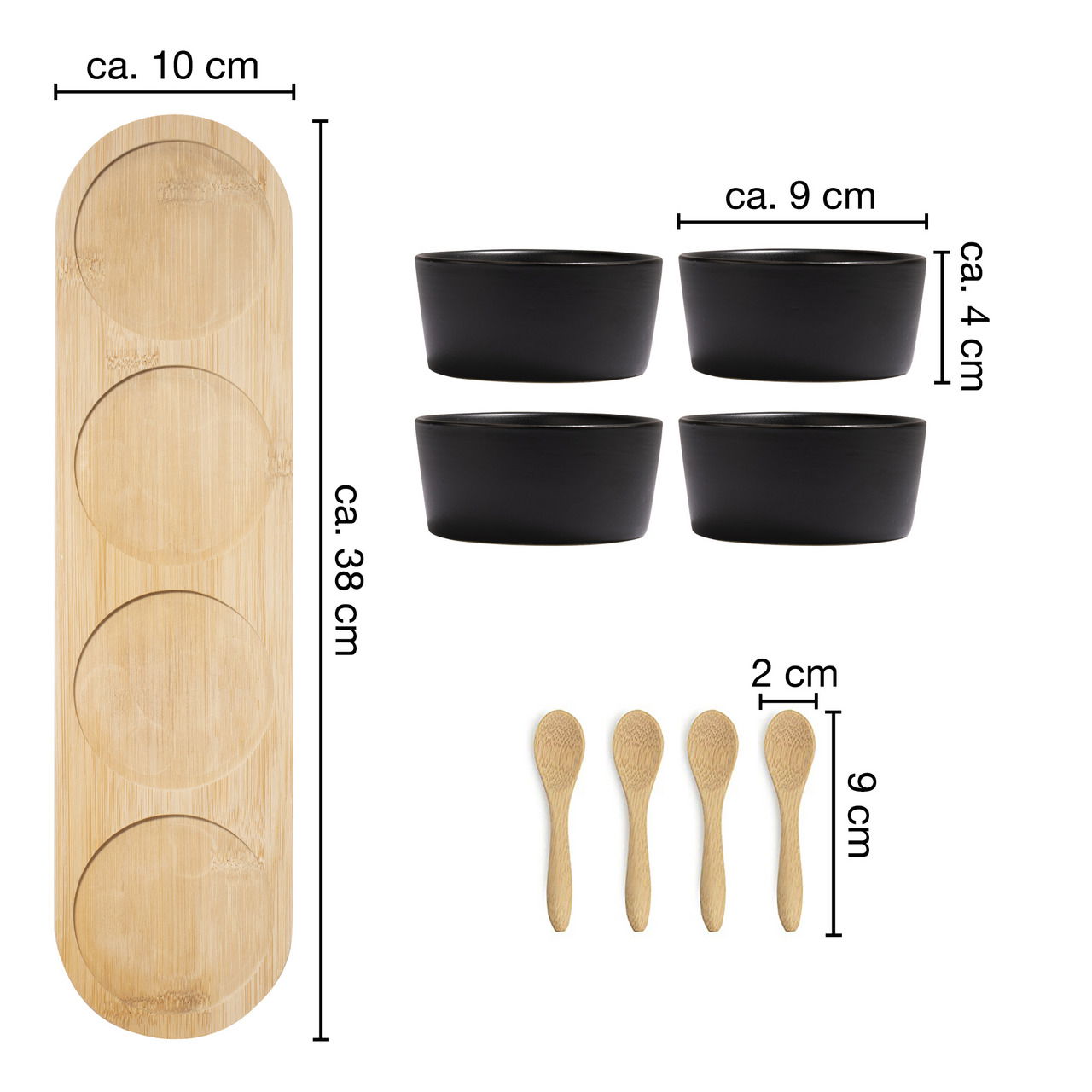 Moritz & Moritz Servierset Bambus mit 4 Schale