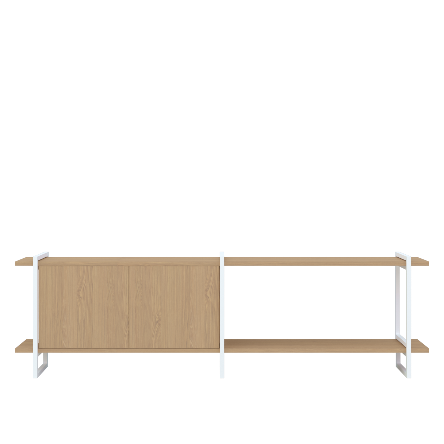 Modular Cabinet MC-2L Wandkast Hardwax Olie 3041, 2 x plank Medium,  1 x Closed Oak Cabinet, Wit Frame