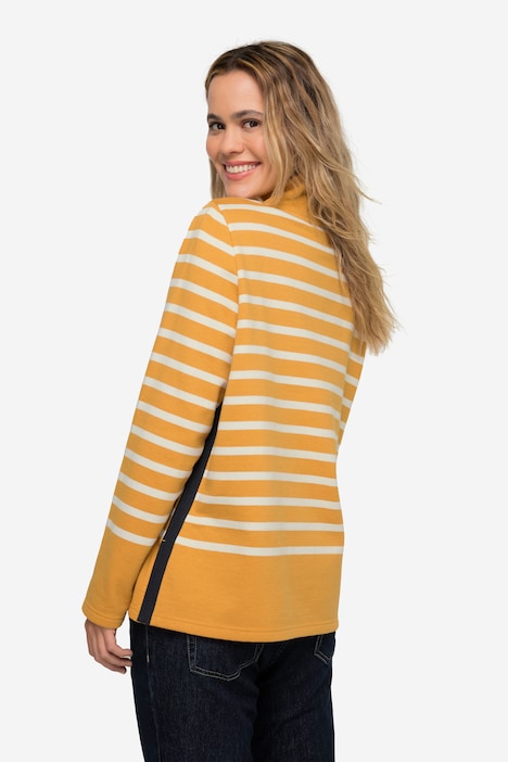 Sweatshirt, Ringel, Troyerkragen, Langarm, OEKO-TEX