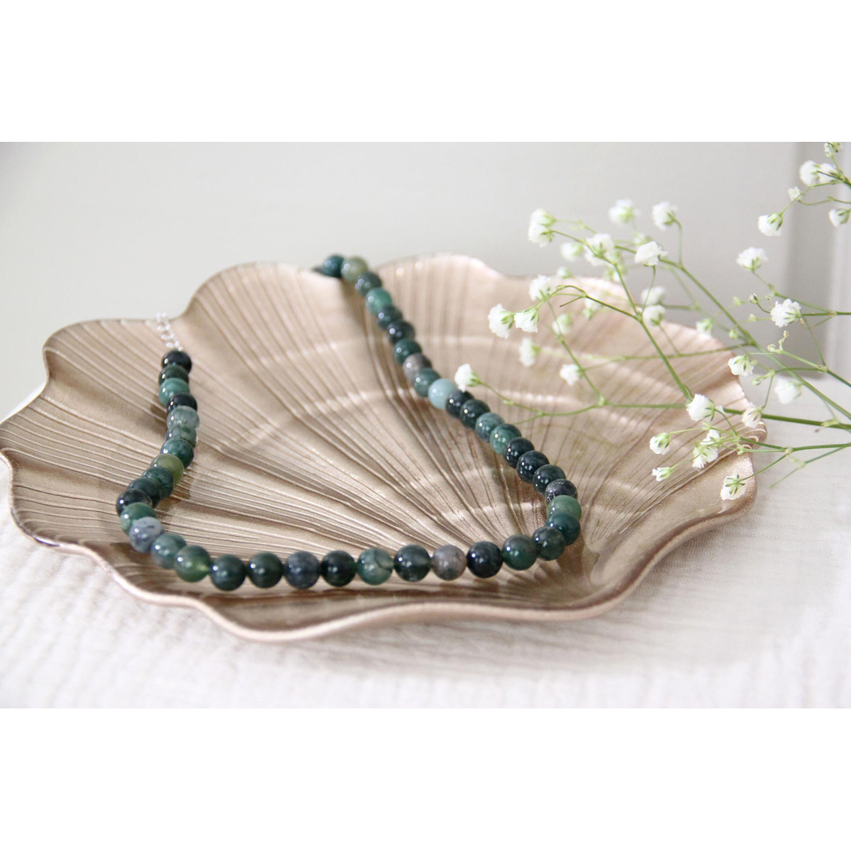 Collier Femme Pierre fine d'agate aquatique