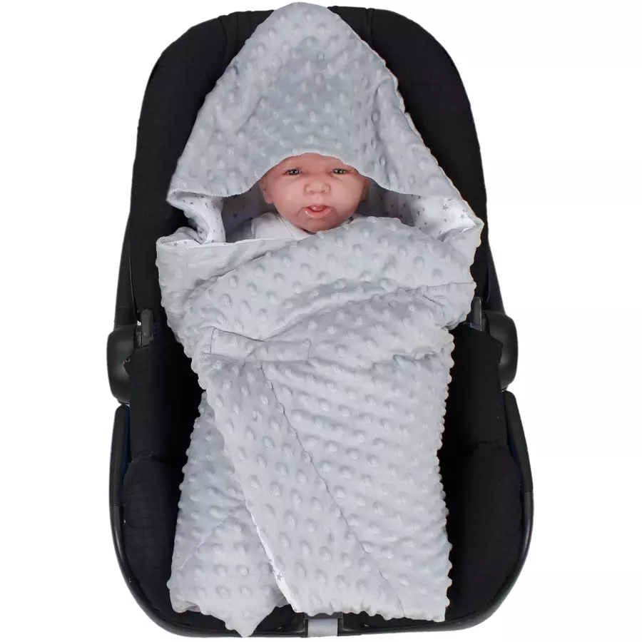 TupTam Baby Winter Einschlagdecke für Babyschale Wattiert grauweiß