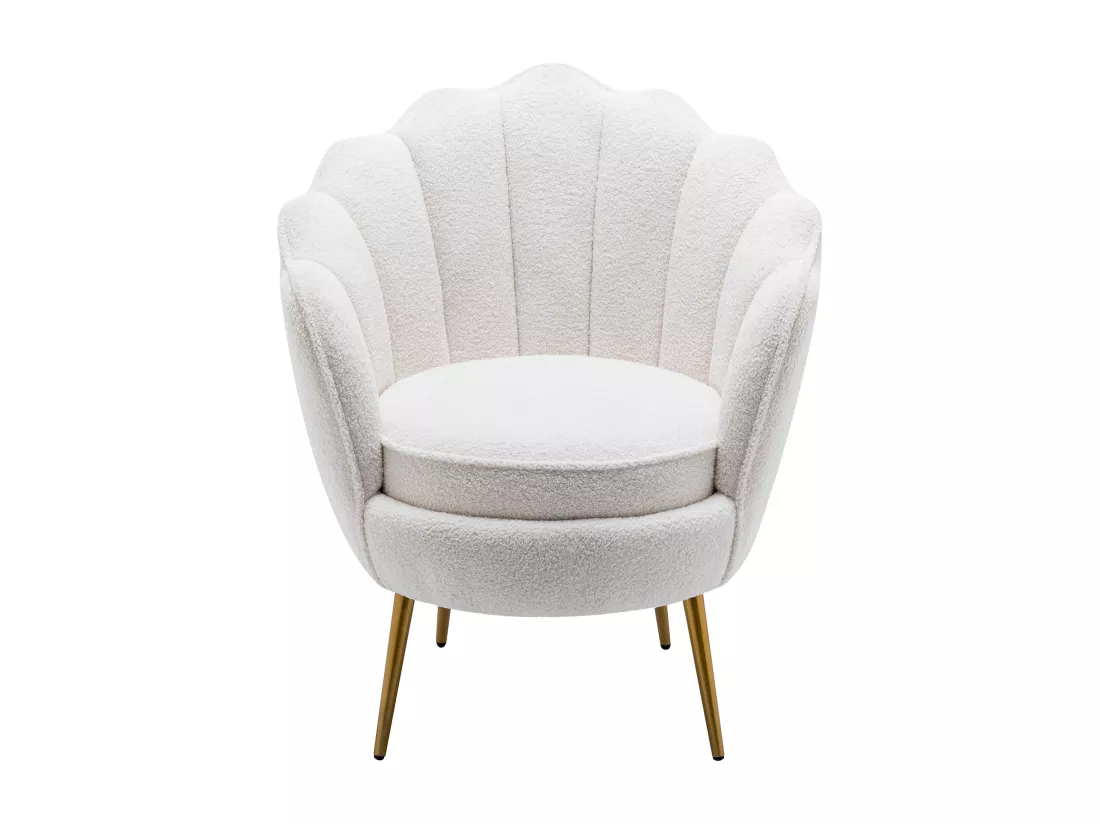 Fauteuil coquillage en tissu bouclette blanc LALEA