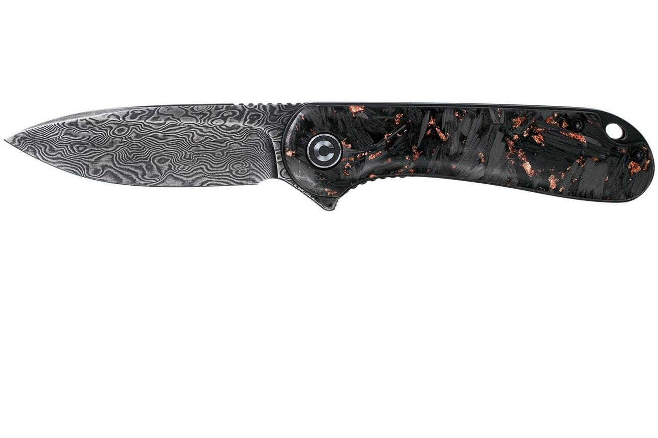 Civivi Elementum C907C-DS3 Damascus, Shredded Copper Carbonfiber zakmes