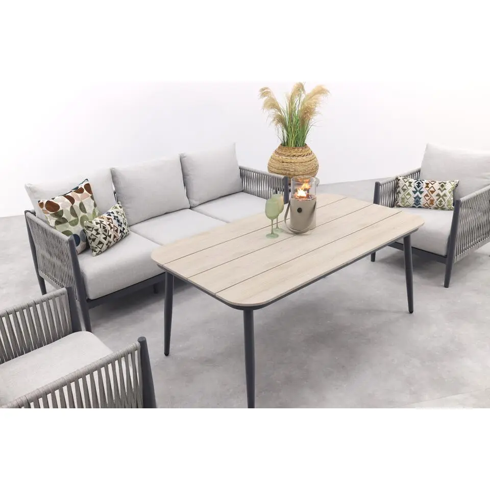 GI Diamo stoel/bank lounge-diningset (4-delig) - Carbon Black/Zand