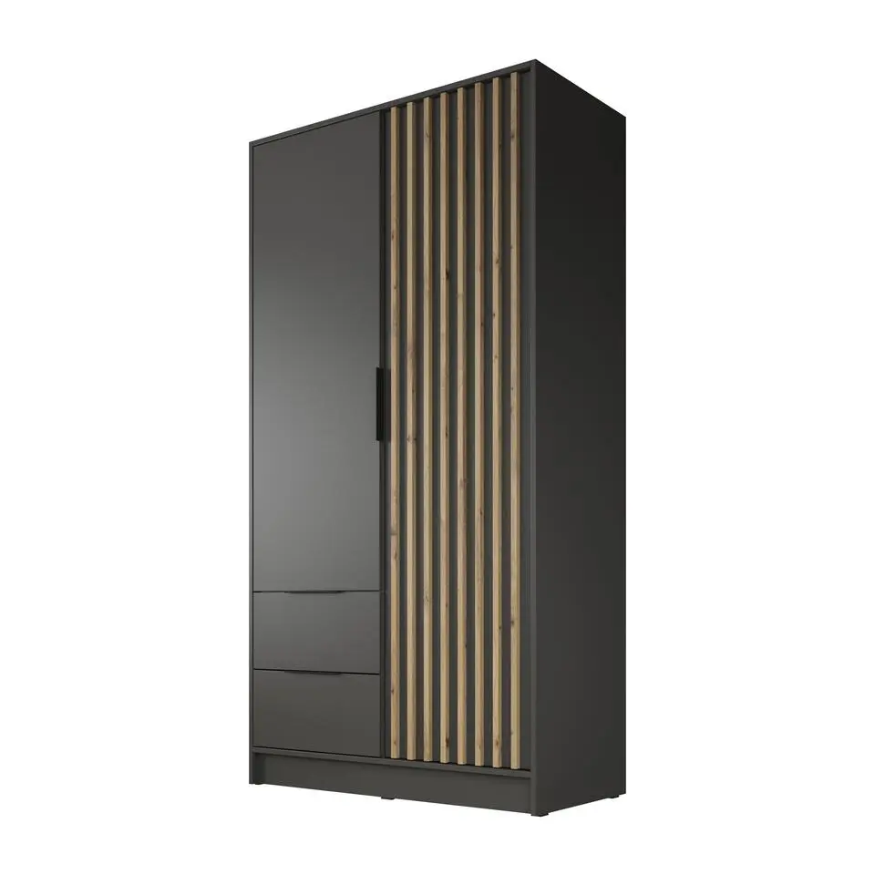 Meubella - Kledingkast Nairobi - Antraciet - Eiken - 105 cm