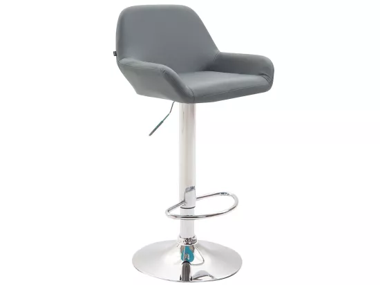 Lot de 2 Tabourets de bar - Similicuir (PVC) & Métal noir mat - Gris - Braga