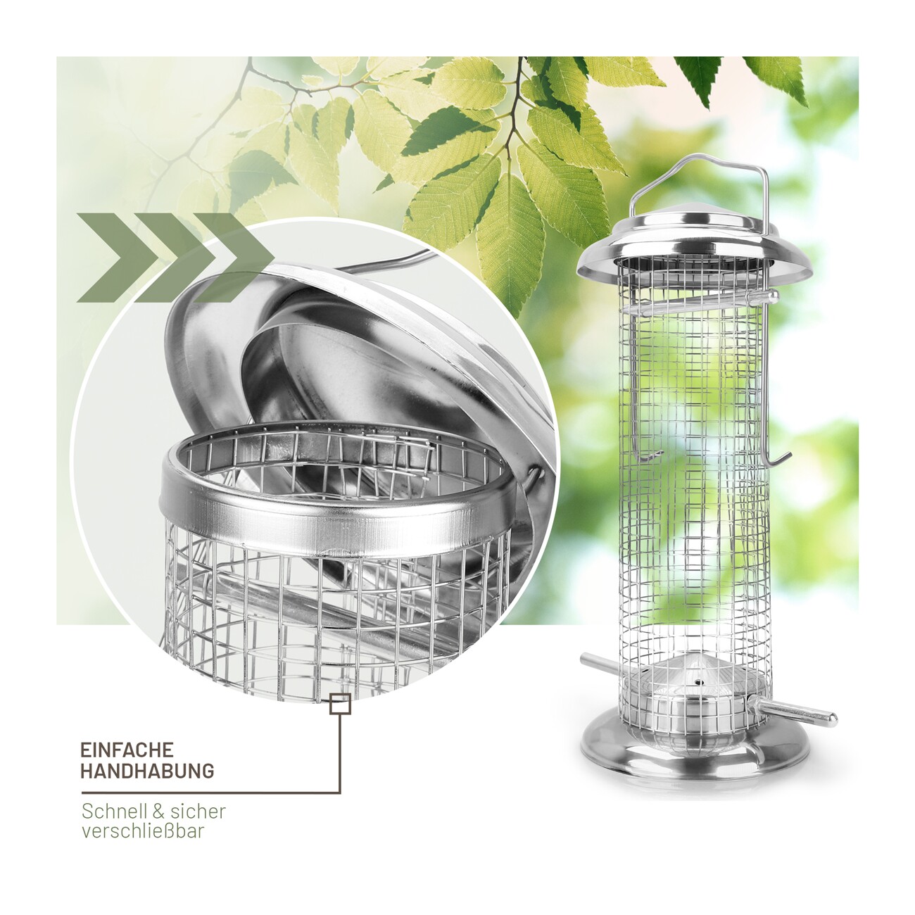 wildtier liebe Futterspender für Erdnüsse 23,5cm, Silber