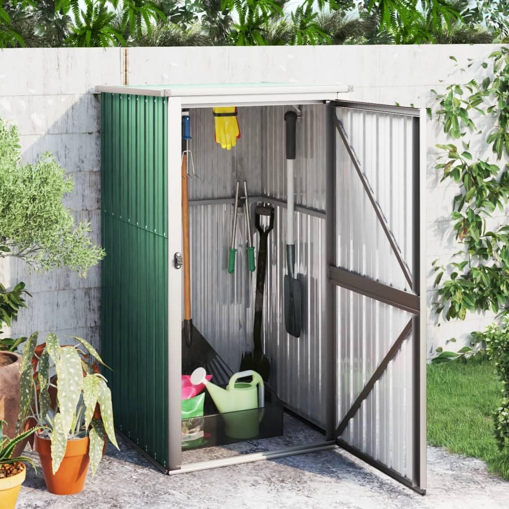 Geräteschuppen Gerätehaus Gartenhaus Garten Werkzeug Schuppen Lagerschuppen Geräteschrank Verzinkter Stahl Grün,88 x 89 x 161 cm