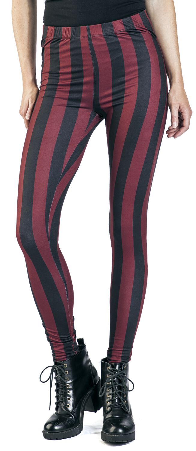 Leggings Rayé Noir/Rouge | Gothicana by EMP Legging