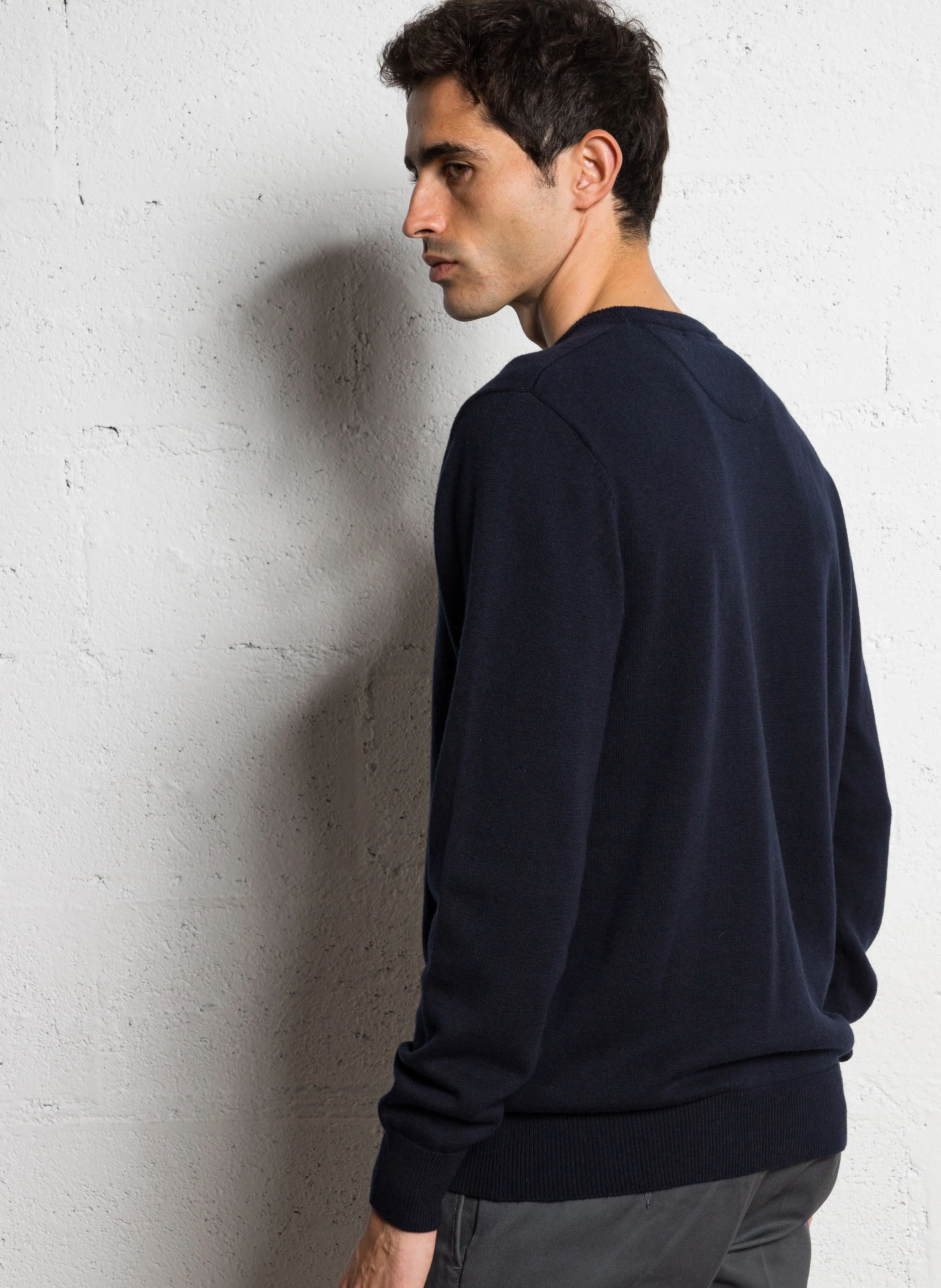 Pull droit en laine mélangée | Bleu