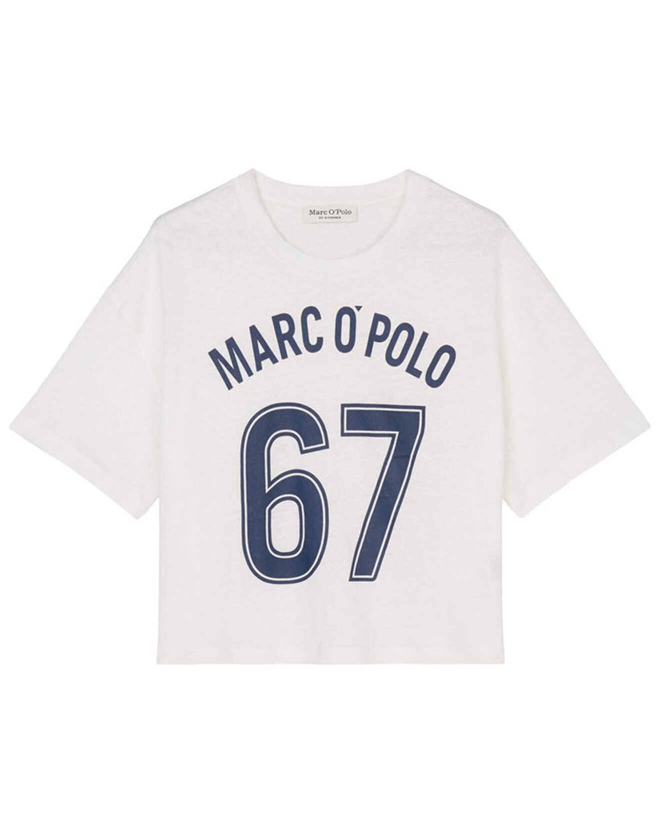 Marc O'Polo T-Shirt 100% Lin Print Mop 67 blanc/bleu