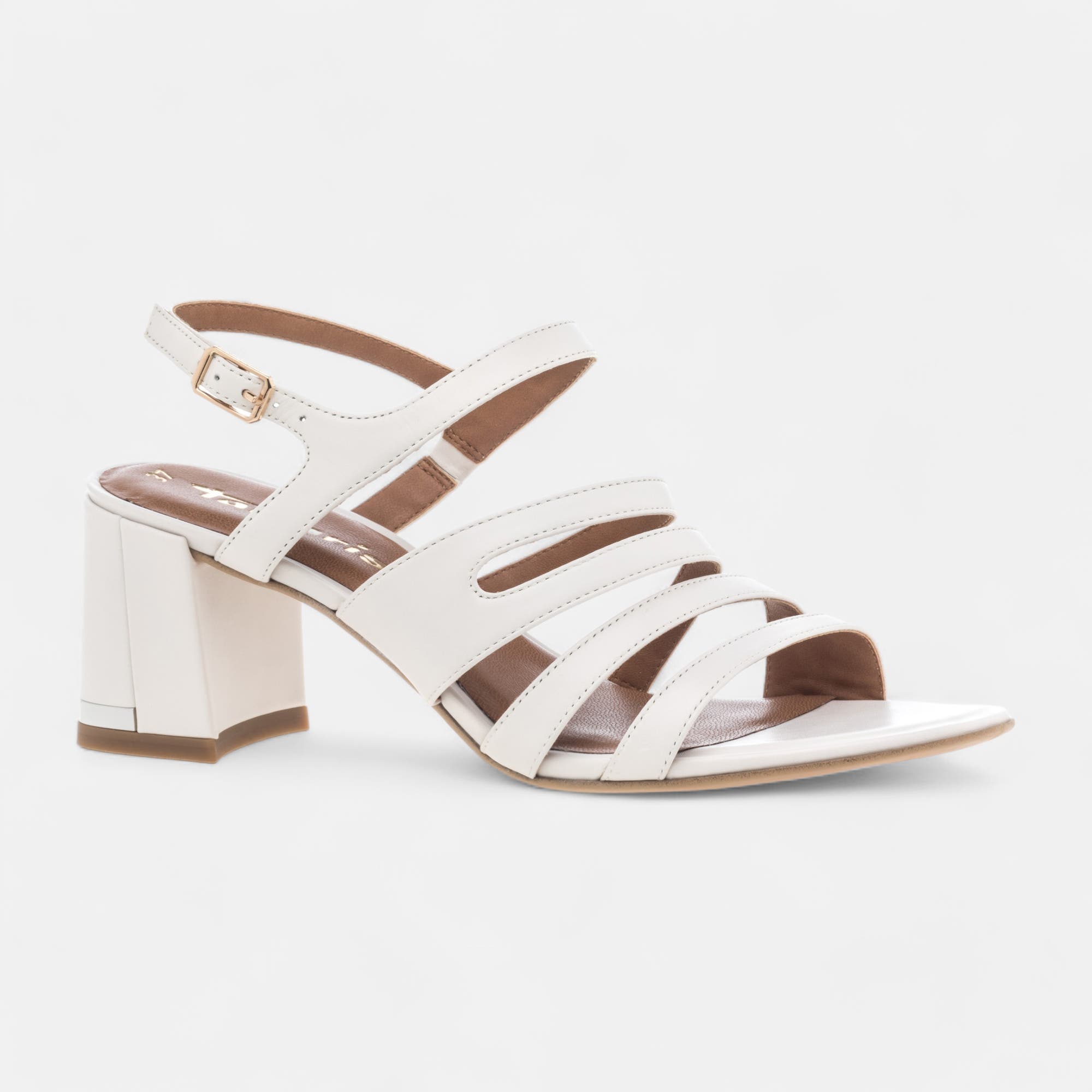 Nu-pieds à talon Femme en cuir blanc