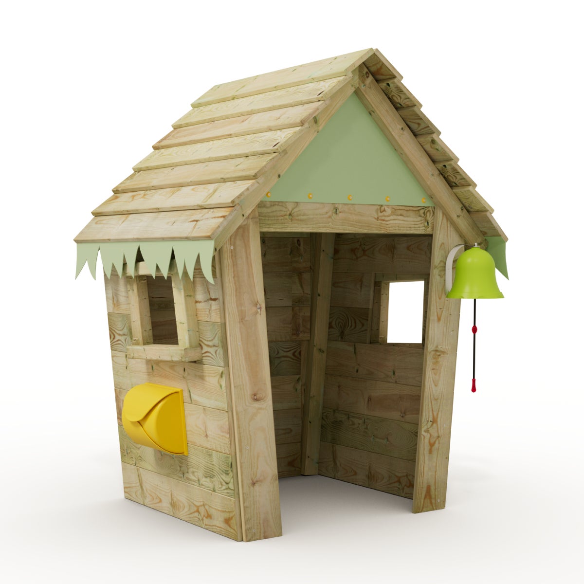 WICKEY Kinderspeelhuis Stal met Houten Dak en Raam - Pastelgroen
