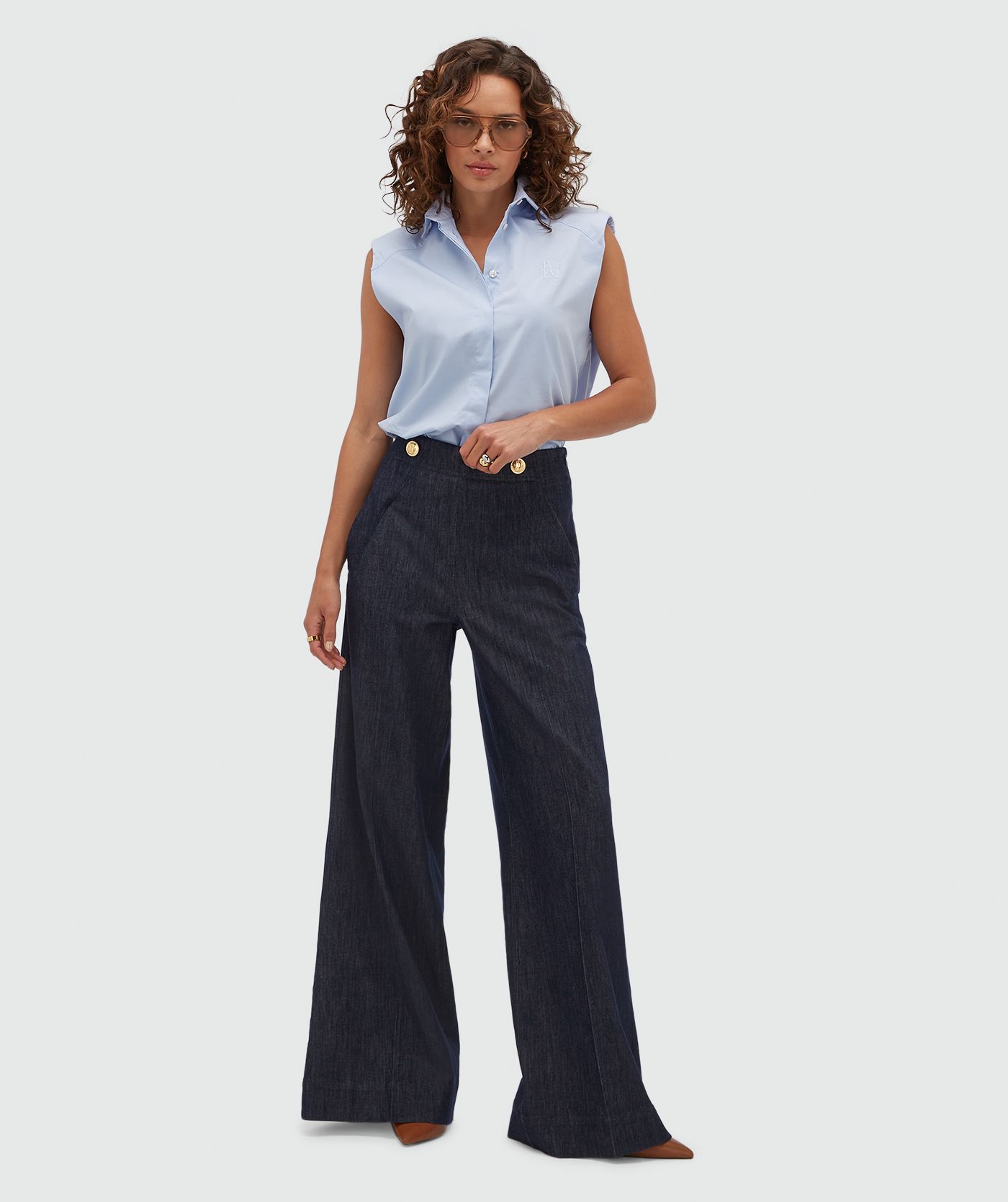 JV-SUSIE straight fit blouse - powder blue