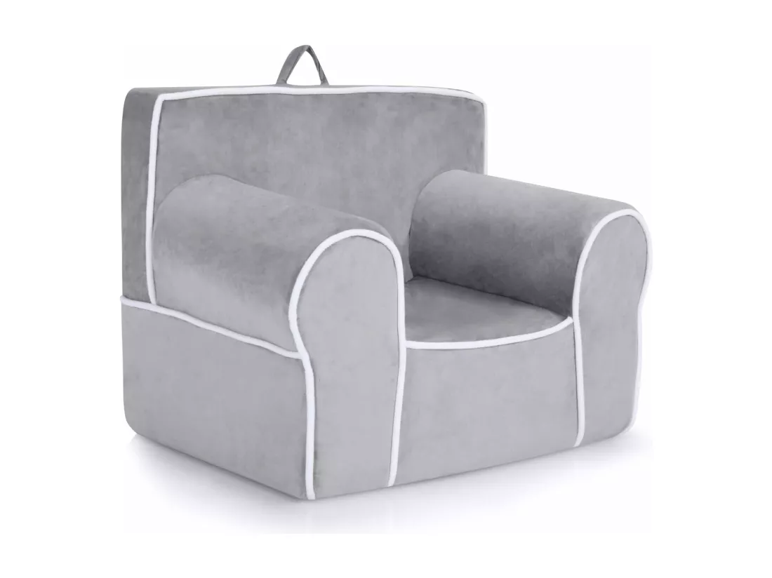 Fauteuil pour Enfant de 0 à 5 Ans, Canapé avec de Tissu en Velours Et Rembourré d’Éponges de Haute Qualité, Chaise pour Salle de Jeux, Chambre, Jardin d'enfants (Gris)