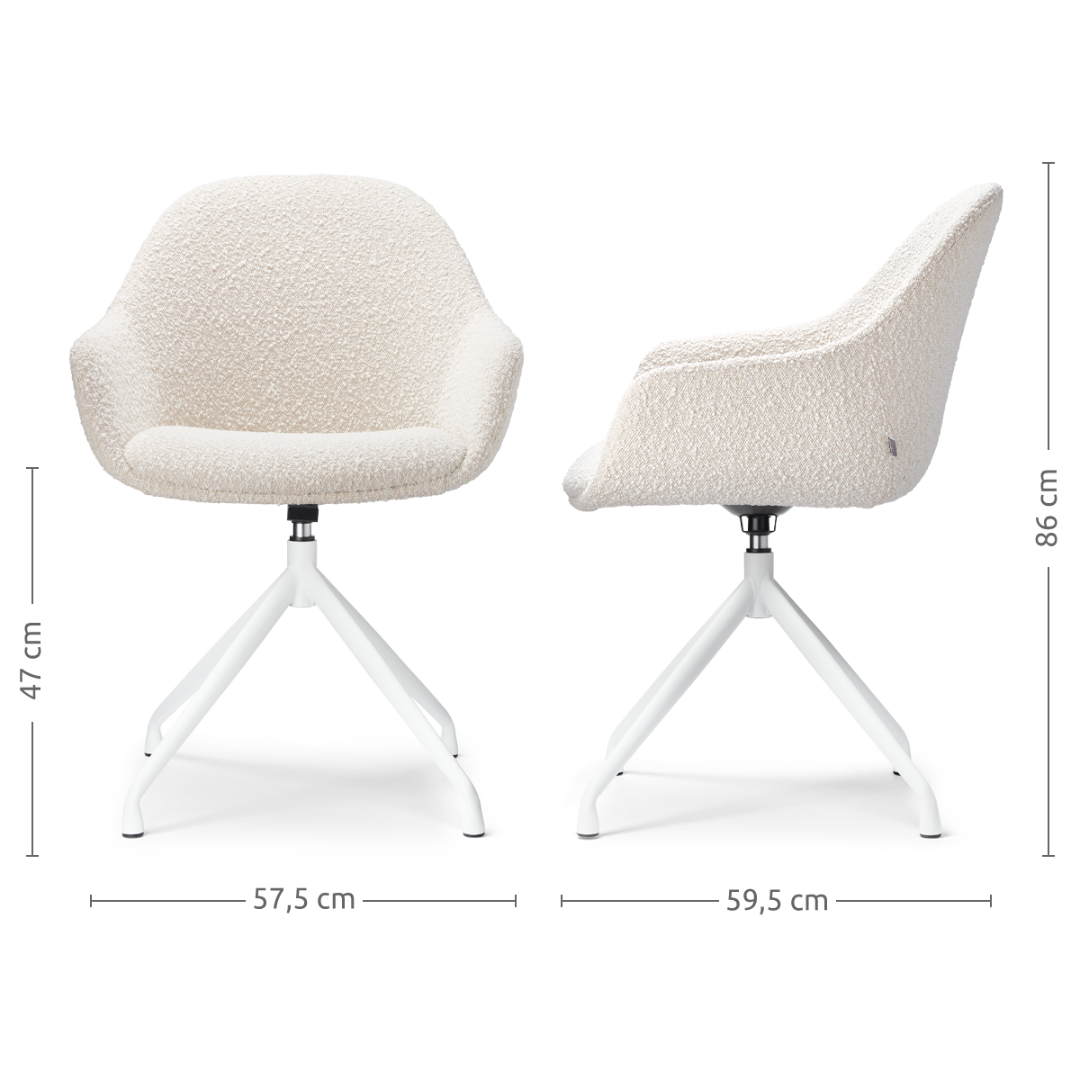 Eetkamerstoel Nola-Mae draaibaar bouclé beige wit set van 2