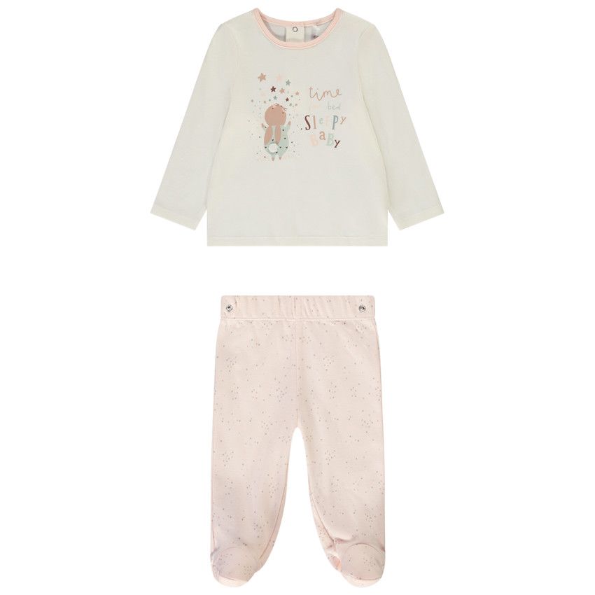 Pyjama 2 pièces en interlock Sleepy Baby pour bébé fille - Ecru