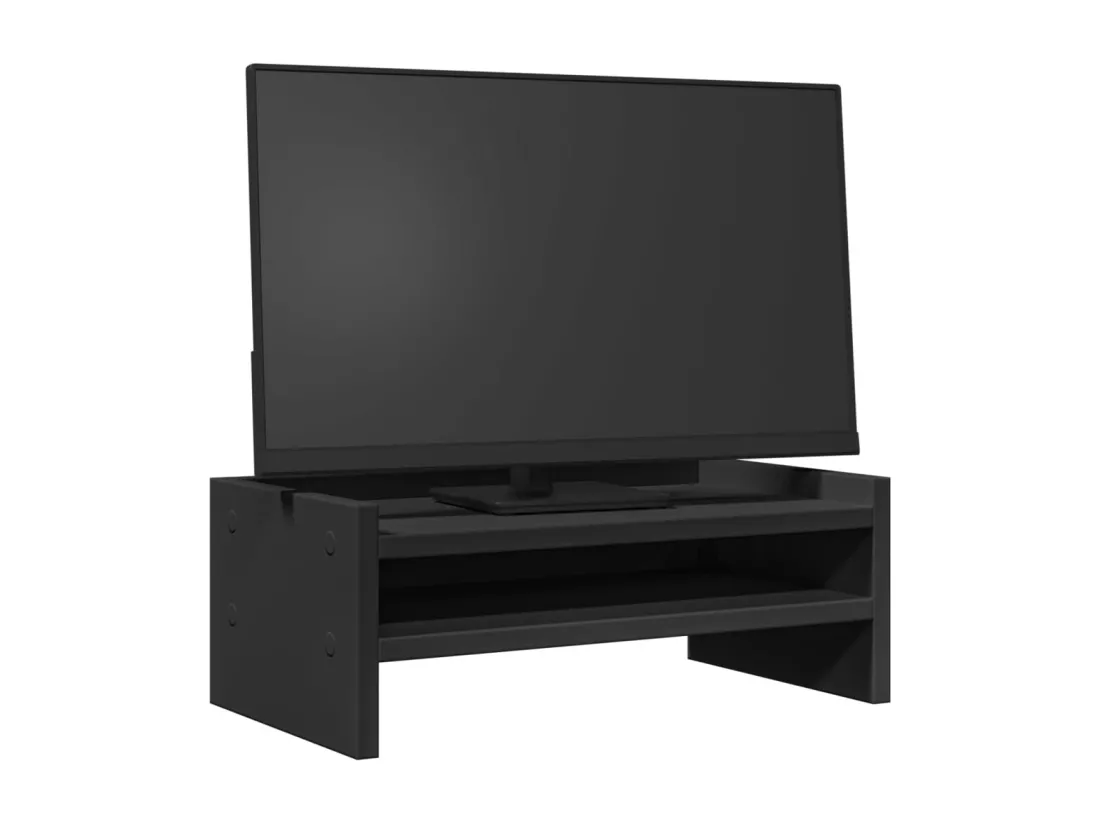 Support de moniteur noir 42x24x16 cm bois d'ingénierie
