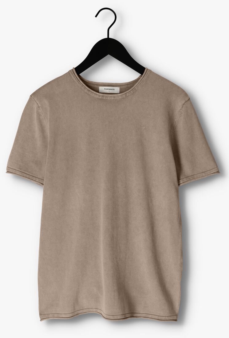 PUREWHITE zand purewhite t-shirt flat knitted shirt shortsleeve with small logo on chest