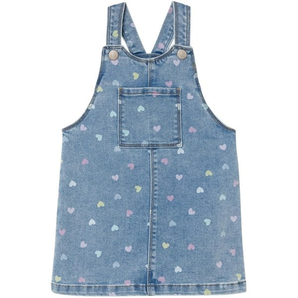 Køb Name it Medium Blue Denim Hearts Rosa Denim Kjole