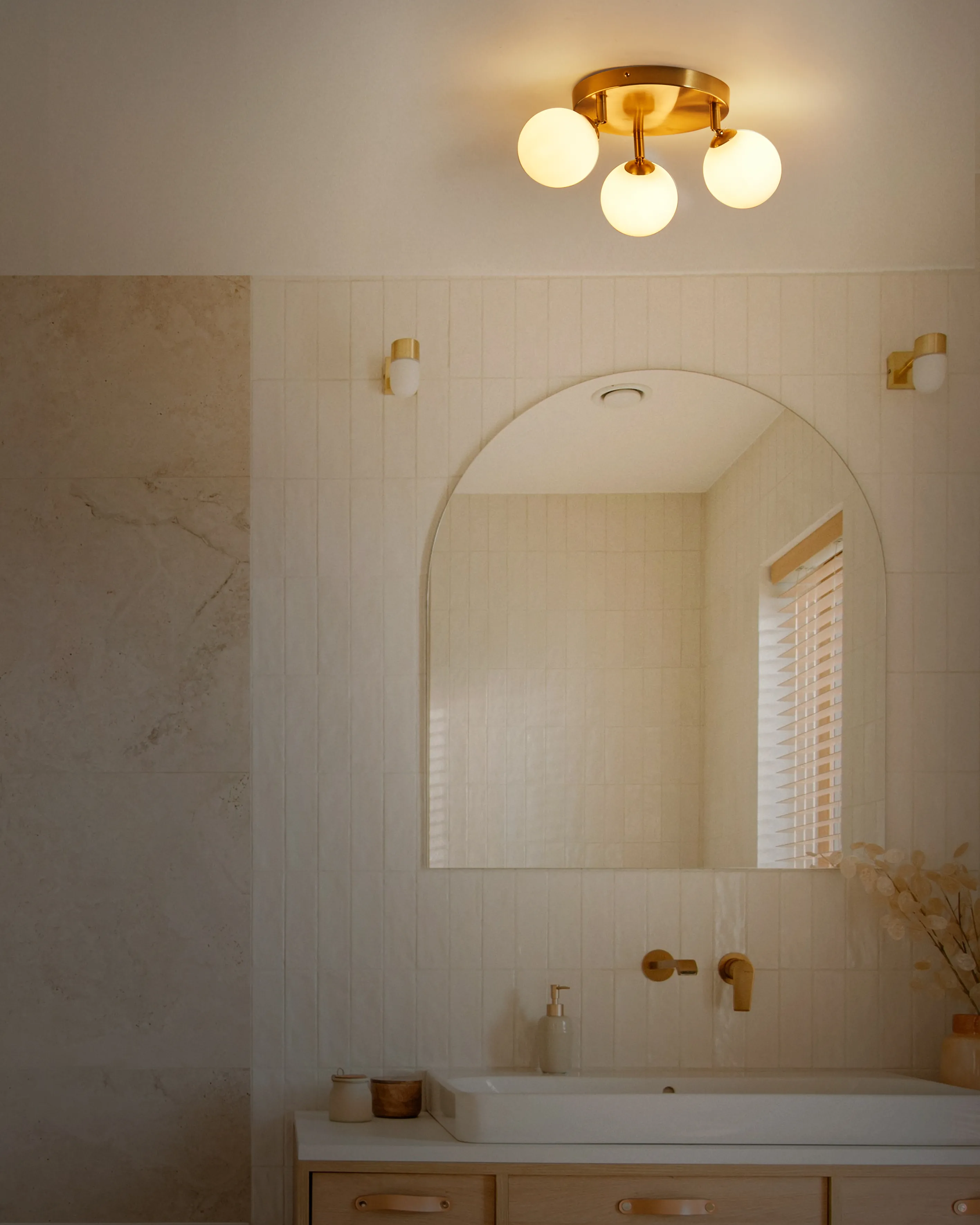 Plafondlamp MAVILLA Glas Messing