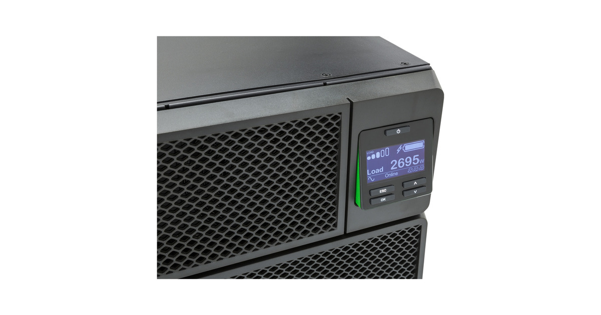 APCSmart-UPS On-Line 5kVA SRT5KRMXLI-6W ups  (Zwart, 4,5kW, 3U, 6x C13 + 4x C19, Netwerkkaart, Verlengde runtime, Rail kit inbegrepen)