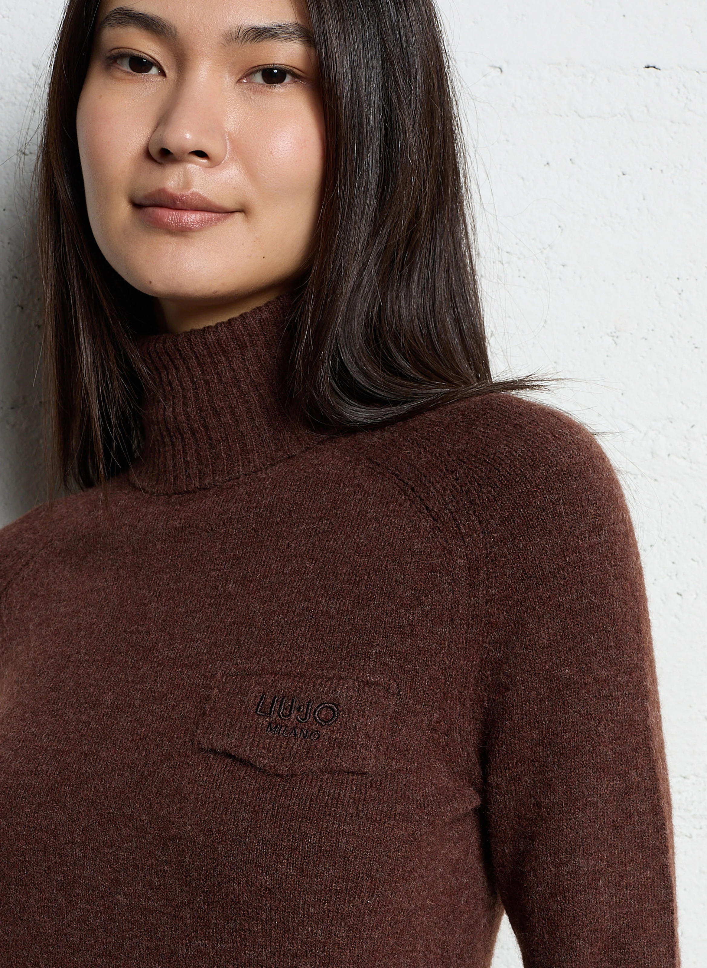 Pull col roulé| Marron
