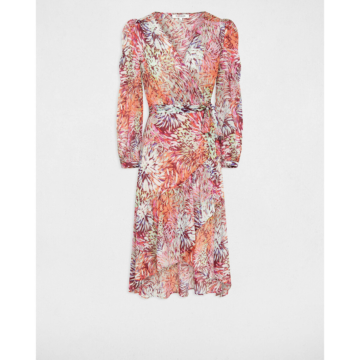 MORGAN<br>Vestido midi envelope estampado