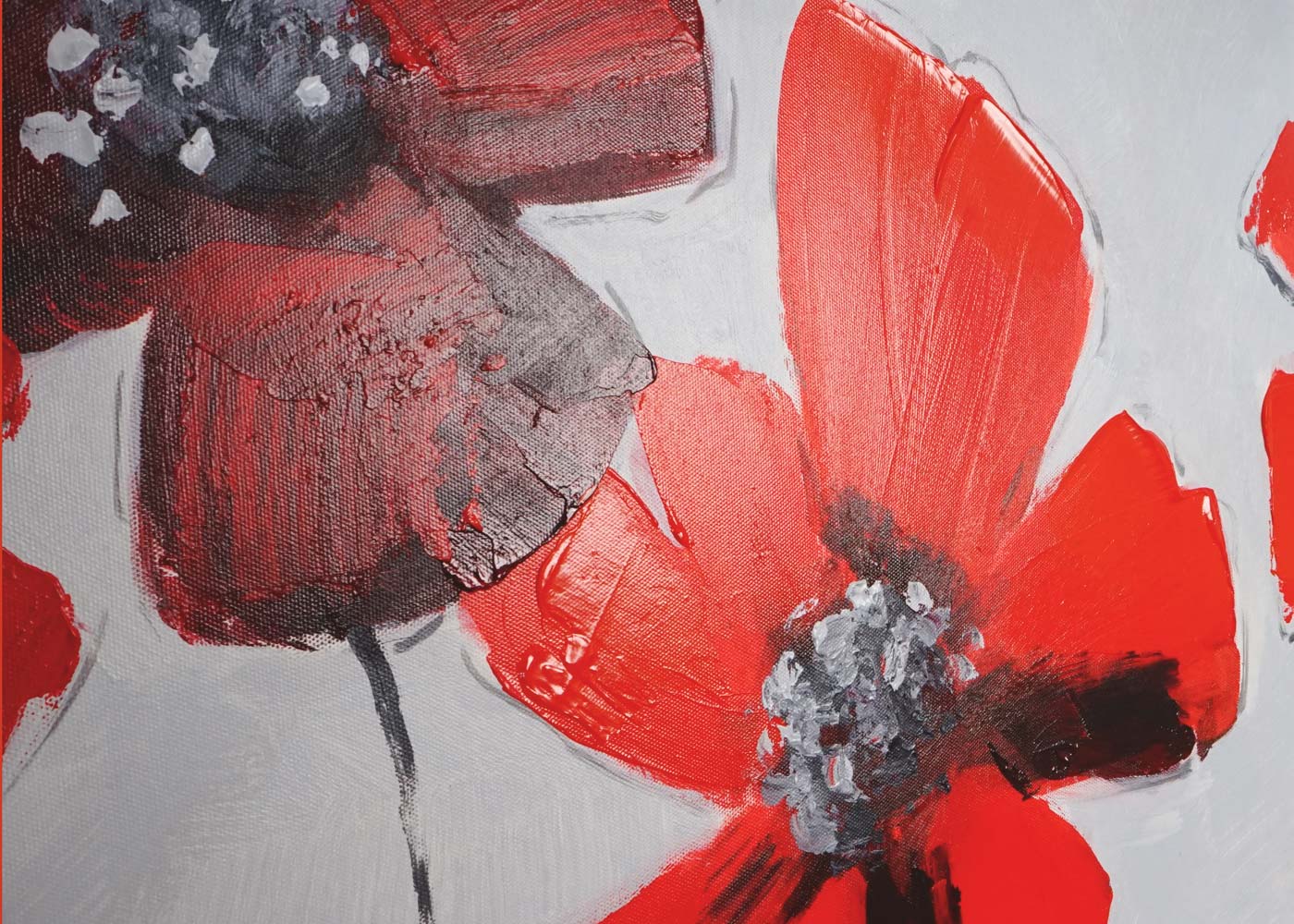 Wandbild Mohnblume, 100% handgemaltes Ölgemälde Gemälde XL, 165x90cm