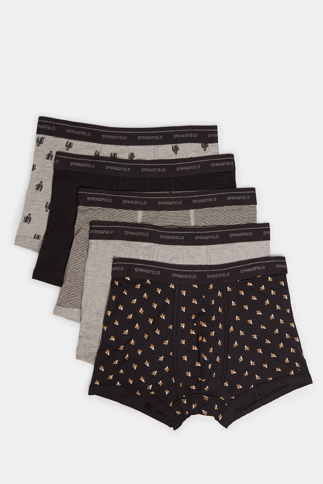 Pacote com 5 cuecas boxer com estampa de banana - pretas