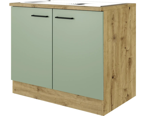 Flex Well spoelbakkast inclusief spoelbak Cara BxDxH 100 x 60 x 85 cm groen mat gedemonteerd