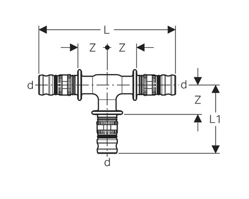 GEBERIT Mepla T-stuk 90° 16 mm 621.310.00.5