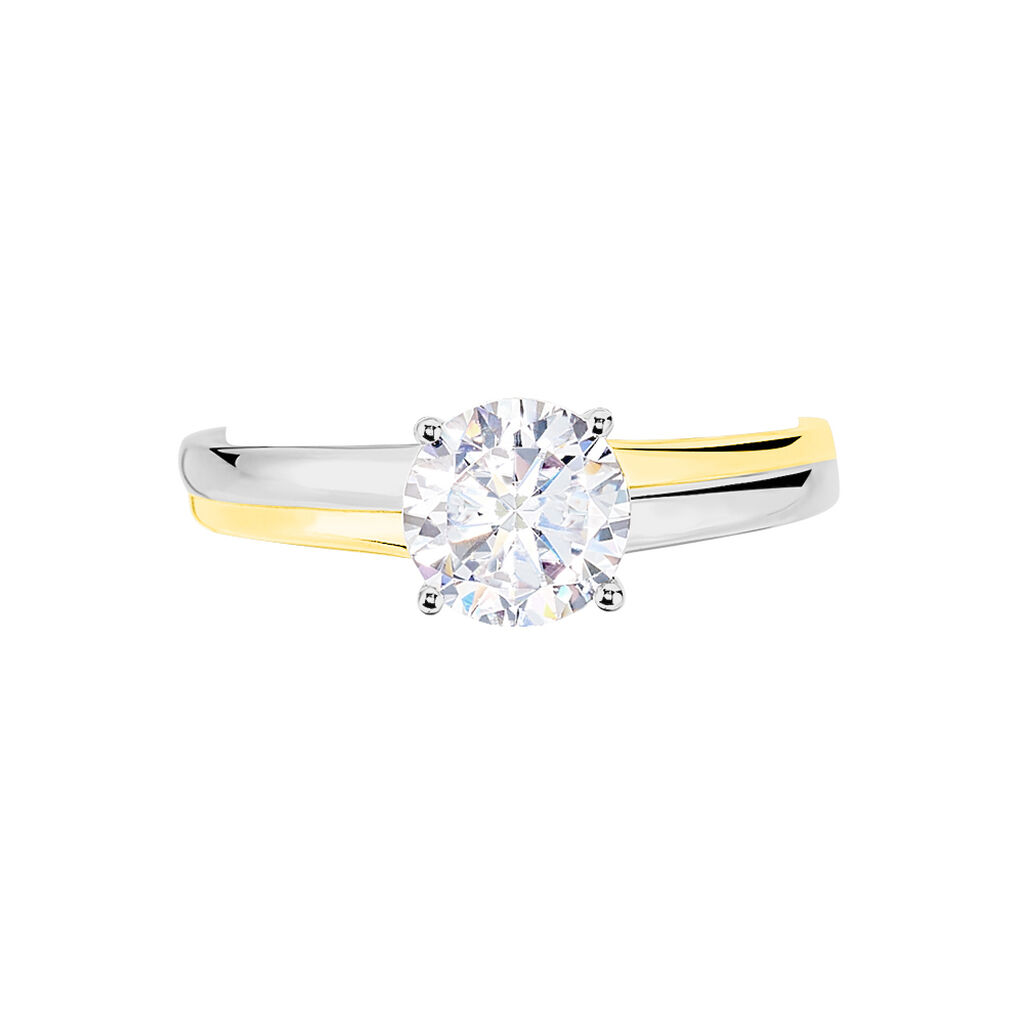 Bague Solitaire Michele Or Bicolore Oxyde De Zirconium