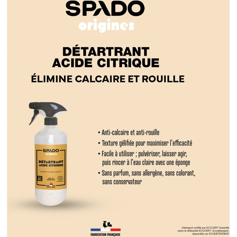 Acide citrique en gel Spado origines - Spray 750 ml