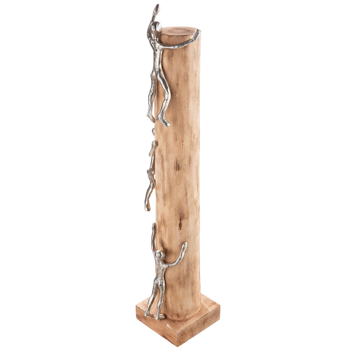 Sculptuur GILDE Decoratie Hoogte 55cm Breedte 12cm Natuurlijke kleur Aluminium, Mangohout