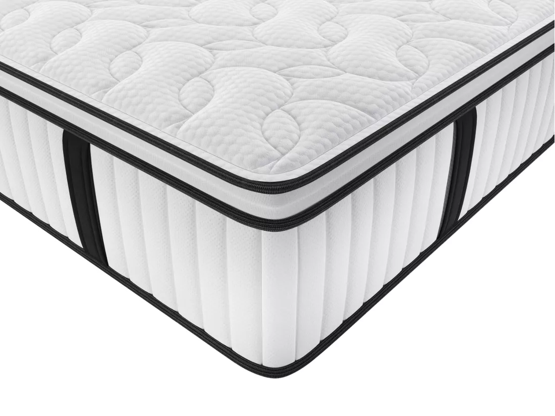 Ensemble 180 x 200 cm sommier coffre blanc + matelas anti-feu ressorts ensachés et surmatelas intégré ép.28cm - DELICE de YSMÉE HÔTEL
