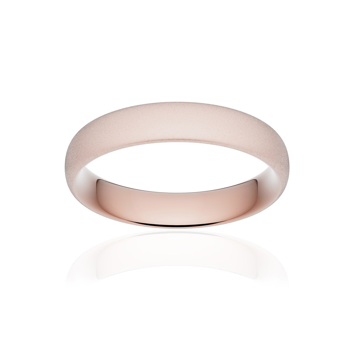 Alliance or 750 rose sablé ruban confort 4,5mm