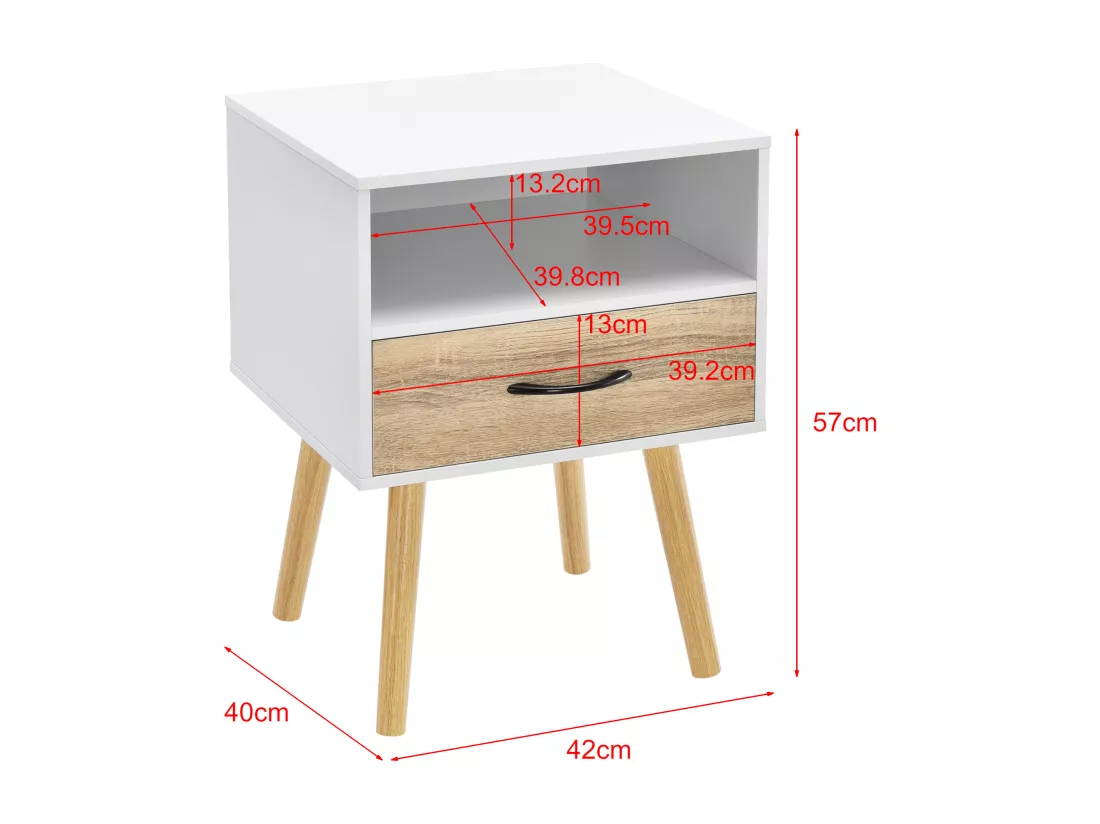 Lot de 2 tables d'appoint Gävle blanc effet chêne [en.casa]