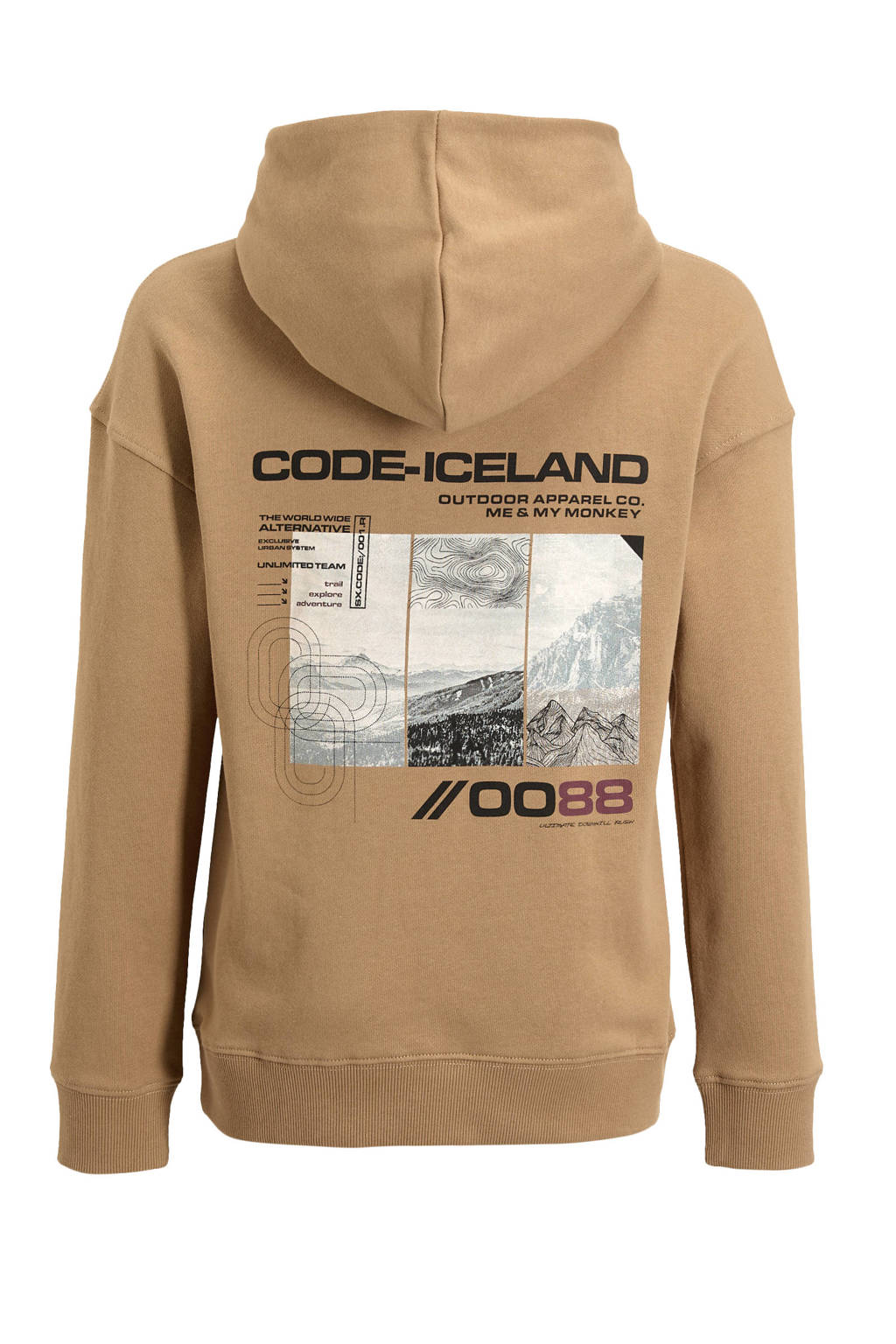 Me & My Monkey hoodie Robby met backprint zand