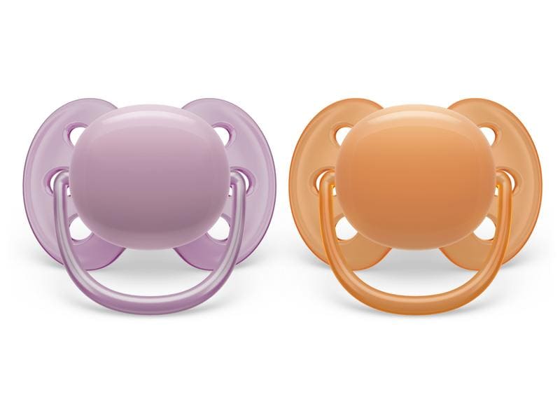 PHILIPS AVENT Nuggi ultra soft 6-18 Mt. Flieder/Apricot Sauger aus 100% lebensmitteltauglichem Silikon