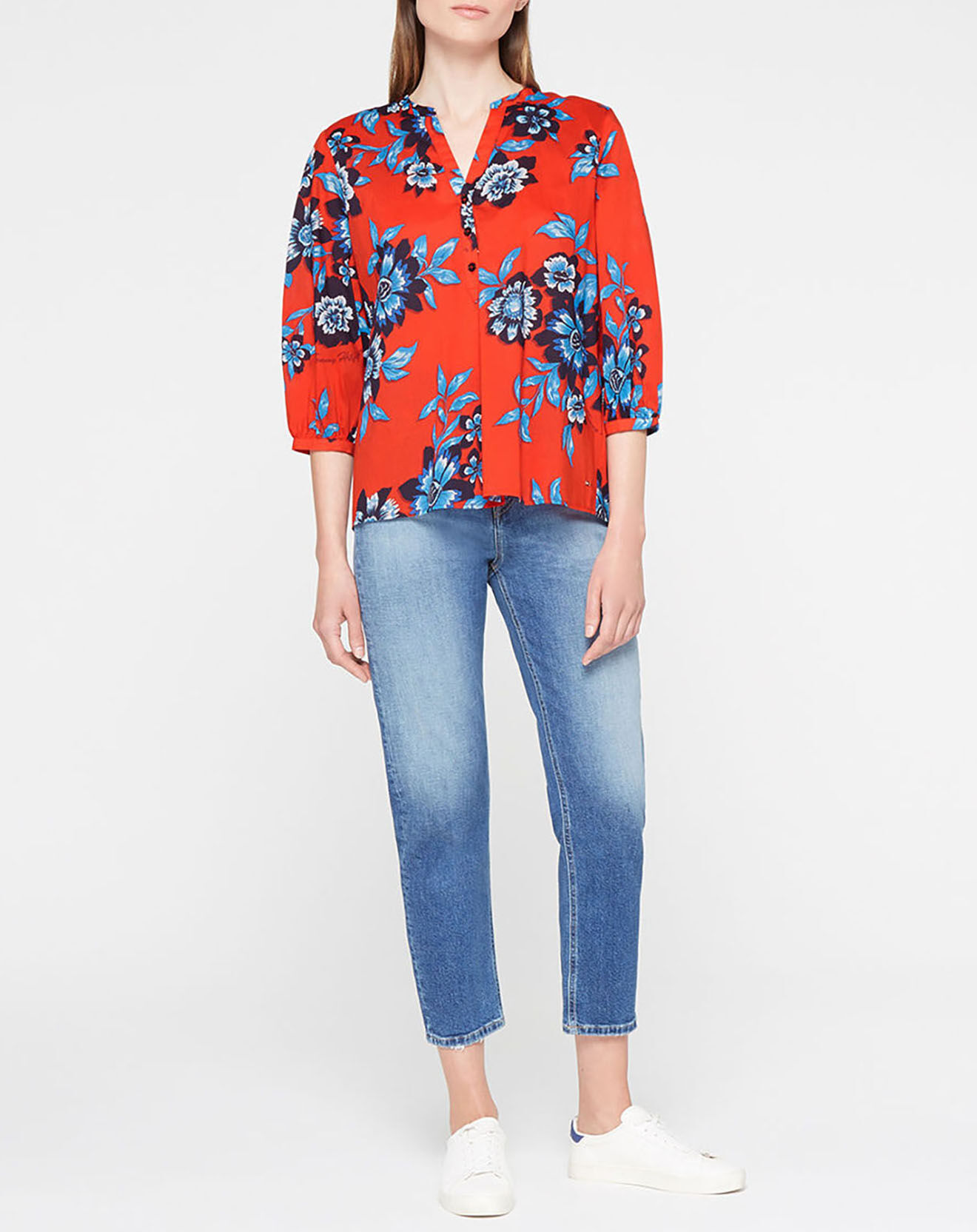 Tommy Hilfiger Blouse voile imprimé floral rouge