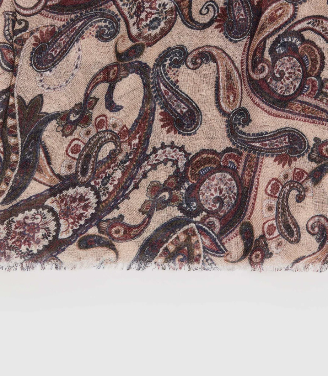 Écharpe motif cachemire beige 