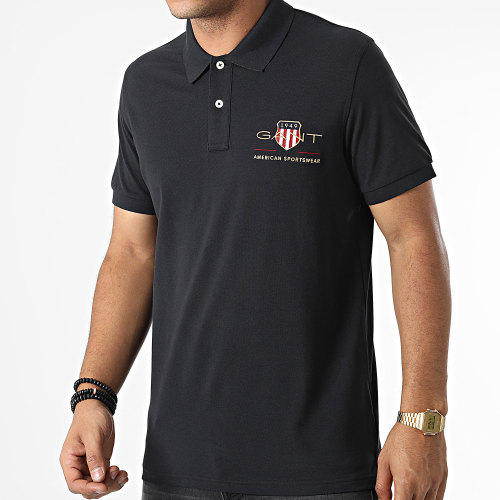 Polo Manches Courtes Archive Shield Pique 2002014 Noir