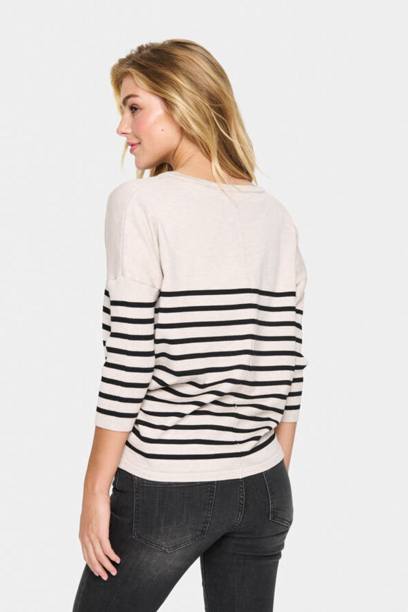 Saint Tropez MilaSZ R-neck St. Pullover Gray morn mila stripe