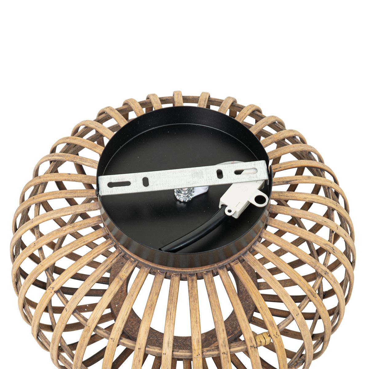 Smart plafondlamp zwart met bamboe incl. Wifi G95 - Amira