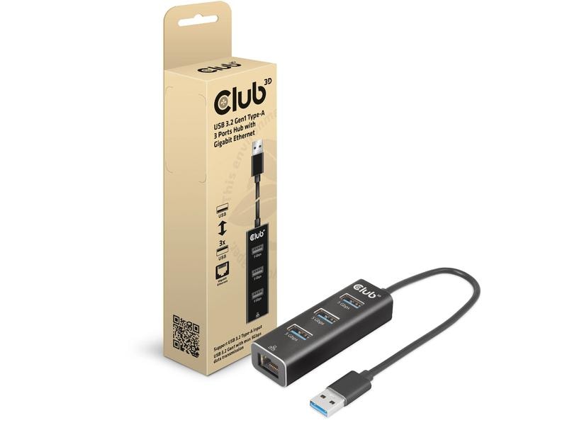 Club 3D USB-Hub CSV-1430a 3 Ports Hub mit Gigabit Ethernet